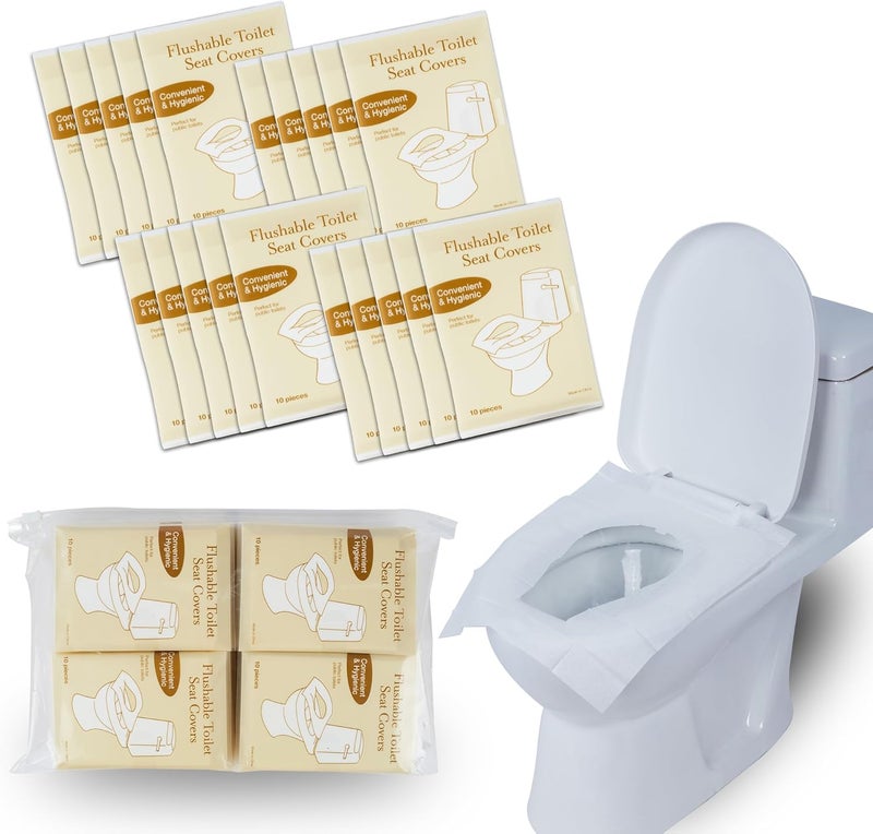 Hygeline Pack 200 Disposable Toilet Seat Covers Flushable 100% Biodegradable Paper Material | Travel Toilet Seat Covers for Adults and Potty Training, Premium Toilet Seat Liners for Public Restrooms - Image 1